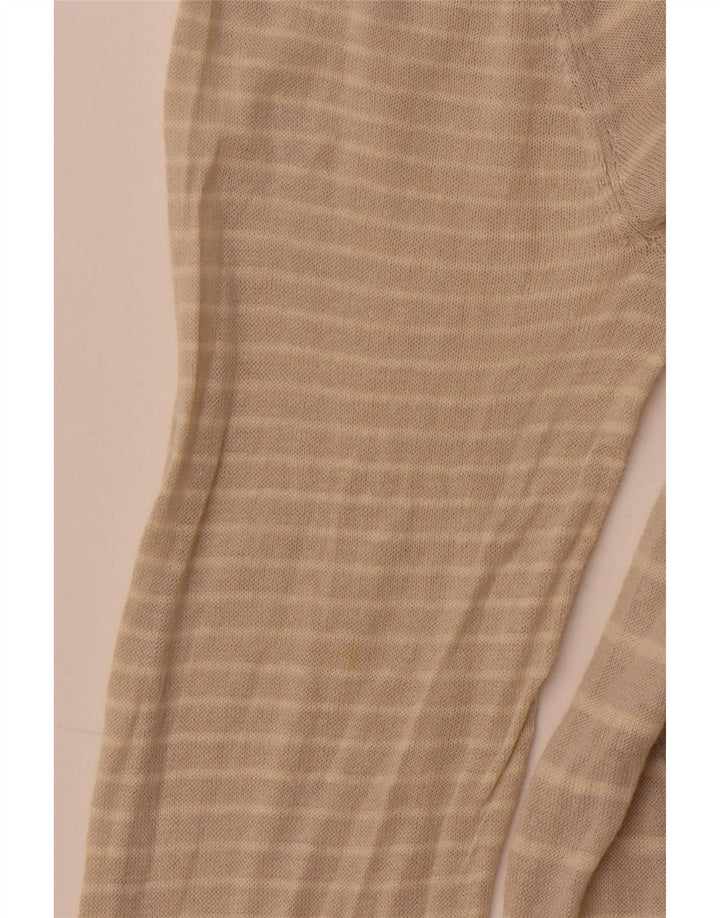 Женский кардиган-свитер WHITE STUFF UK 14, лен в большую бежевую полоску