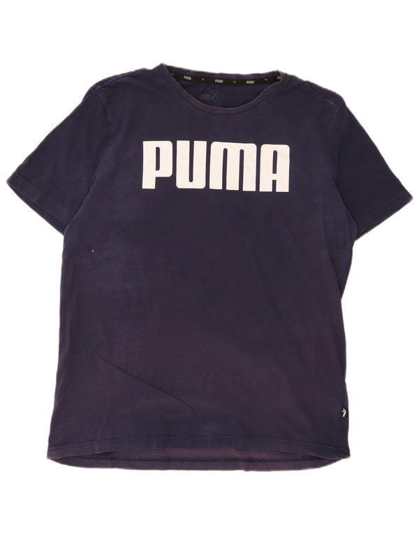 Мужская футболка с рисунком Puma, большой темно-синий хлопок