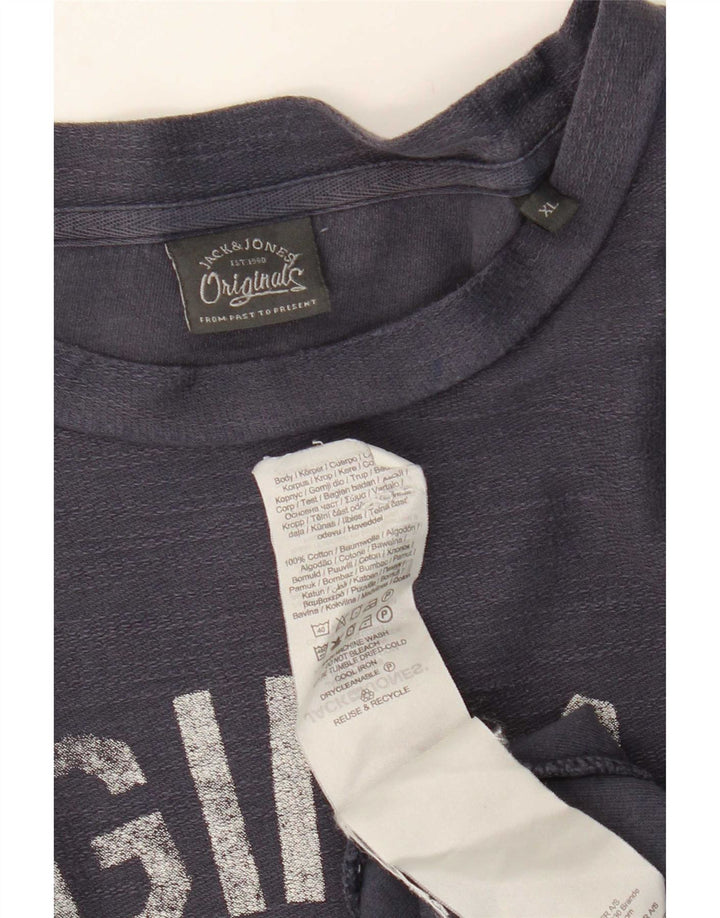 Мужской топ с рисунком Jack & Jones с длинным рукавом XL, темно-синий, хлопок