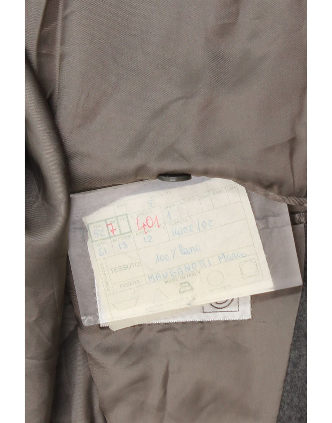 Винтажный мужской двубортный пиджак IT 52 XL Серый Шерстяной