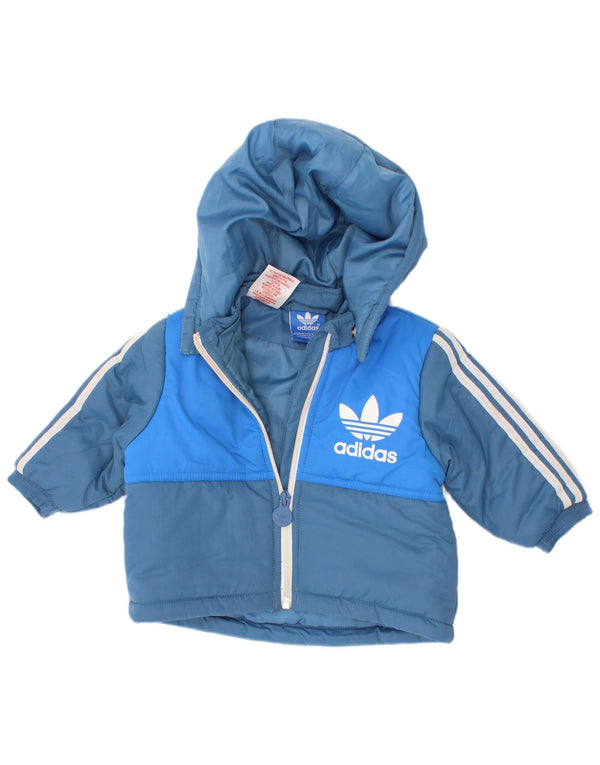 Adidas Baby Boys Утепленная куртка с капюшоном и графикой 3–6 месяцев, синяя с цветными блоками