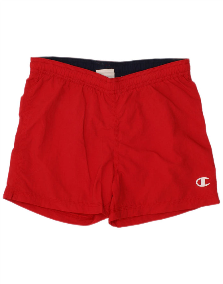 CHAMPION Boys Swimming Shorts 9-10 Years Medium  Red Polyester