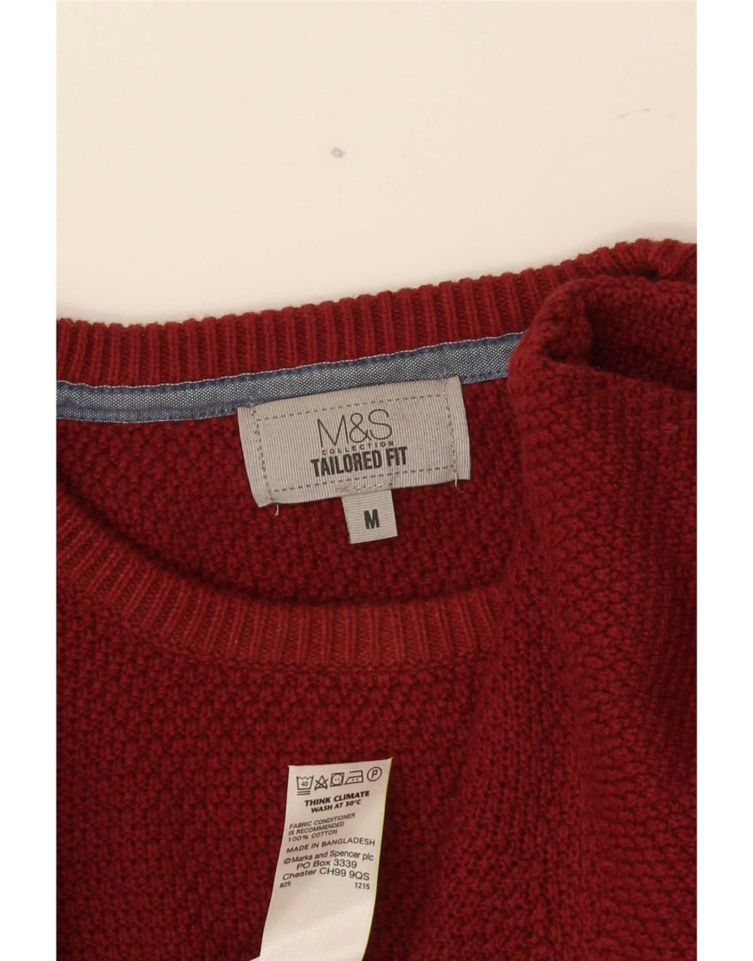 Мужской джемпер с круглым вырезом Marks & Spencer среднего бордового цвета