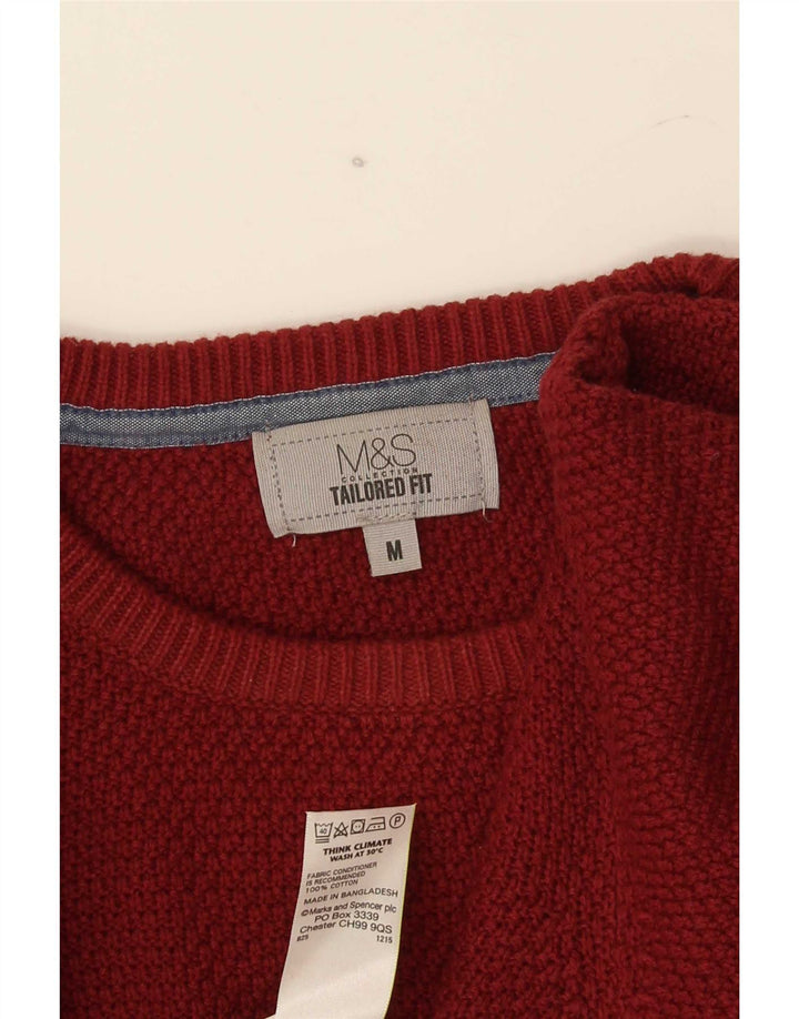 Мужской джемпер с круглым вырезом Marks & Spencer среднего бордового цвета