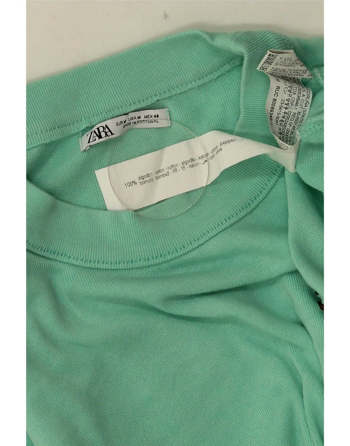 Мужская футболка с рисунком Zara, хлопковый топ среднего зеленого цвета