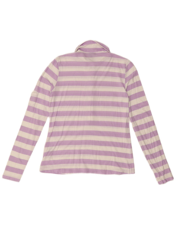 Женская рубашка-поло с длинным рукавом Gant UK 12, хлопок в фиолетовую полоску среднего размера