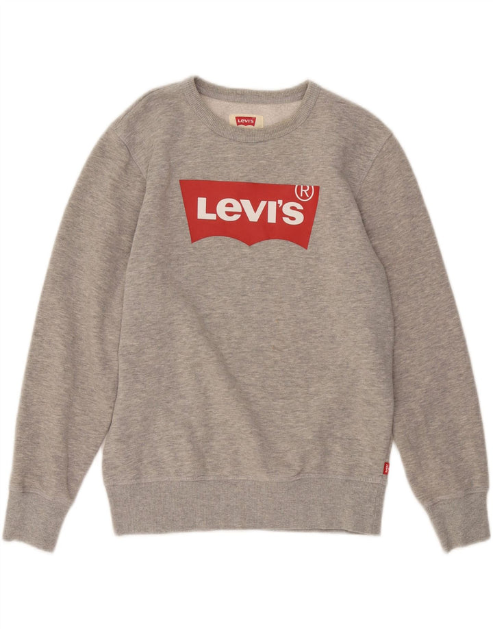 Толстовка с рисунком LEVI'S для мальчиков, 12-13 лет, серый хлопок