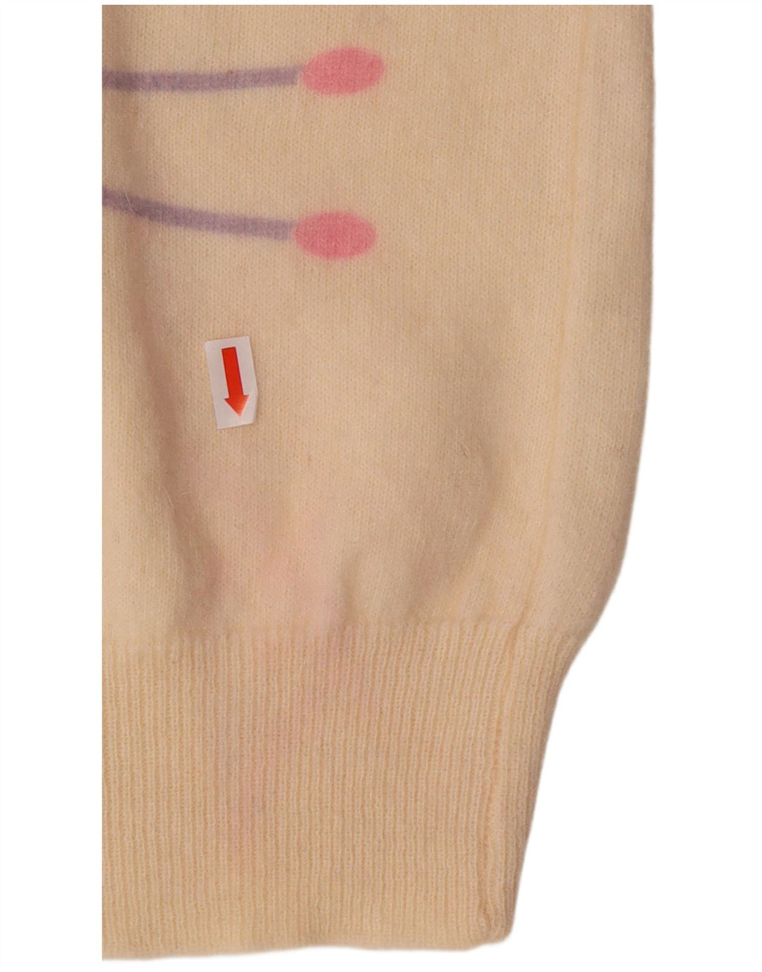 ВИНТАЖНЫЙ женский джемпер с круглым вырезом, Великобритания 16, большой кремовый белый с геометрическим узором