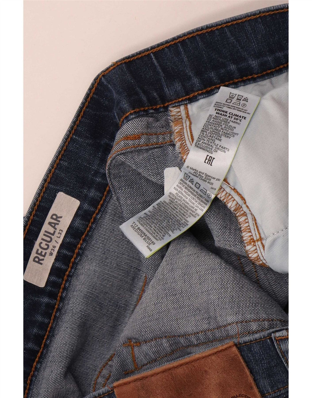 Женские прямые джинсы Marks & Spencer W36 L29 синие, хлопок
