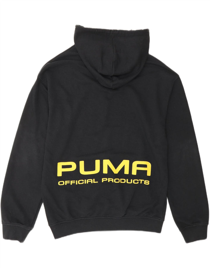 PUMA Mens Graphic Hoodie Jumper Medium Black Cotton Vintage Puma and Second-Hand Puma from Messina Hembry 