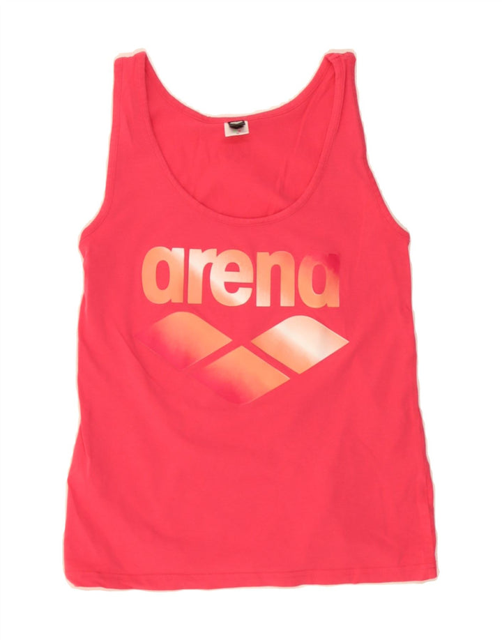 ARENA Womens Graphic Vest Top UK 12  Medium Red Vintage Arena and Second-Hand Arena from Messina Hembry 