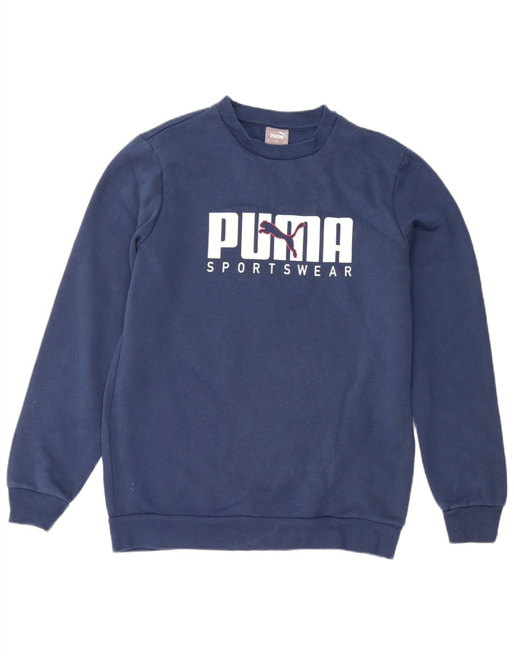 Мужской свитшот с рисунком Puma, маленький темно-синий хлопковый джемпер