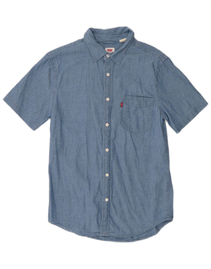 Мужская стандартная рубашка с коротким рукавом Levi's, маленькая синяя, хлопок