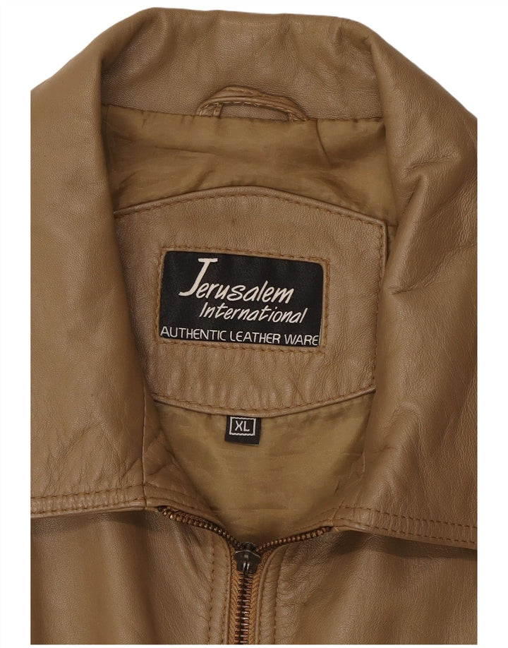 VINTAGE Womens Crop Leather Jacket UK 18 XL Brown Leather