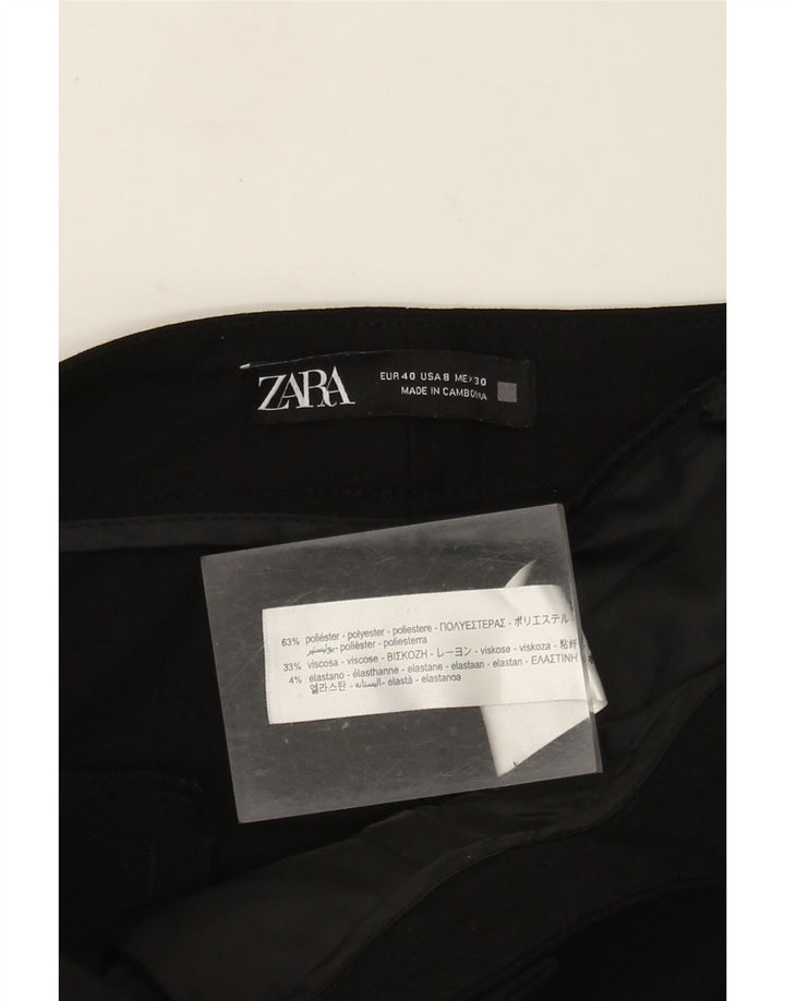 Женские узкие укороченные брюки Zara US 8 Medium W30 L25, черный полиэстер