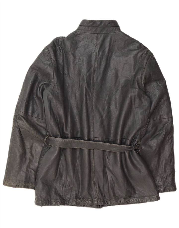 Винтажная мужская кожаная куртка IT 50, большая черная кожа