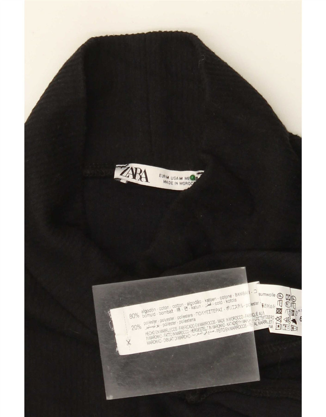Женский топ оверсайз Zara UK 14 с длинным рукавом, средний черный хлопок