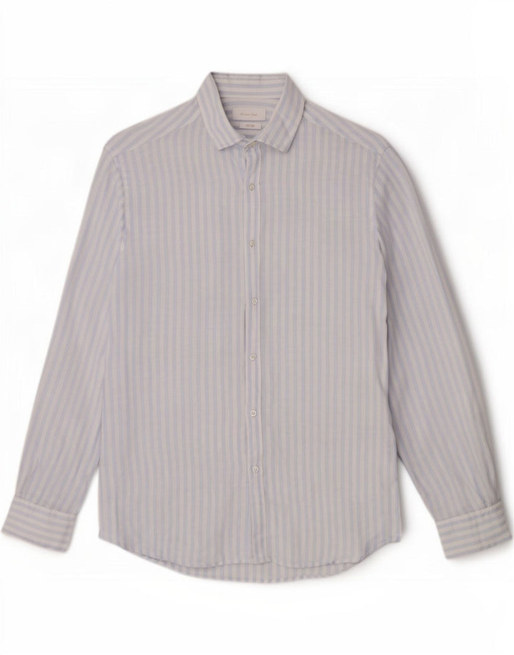 Мужская рубашка Massimo Dutti, большая синяя льняная полоска