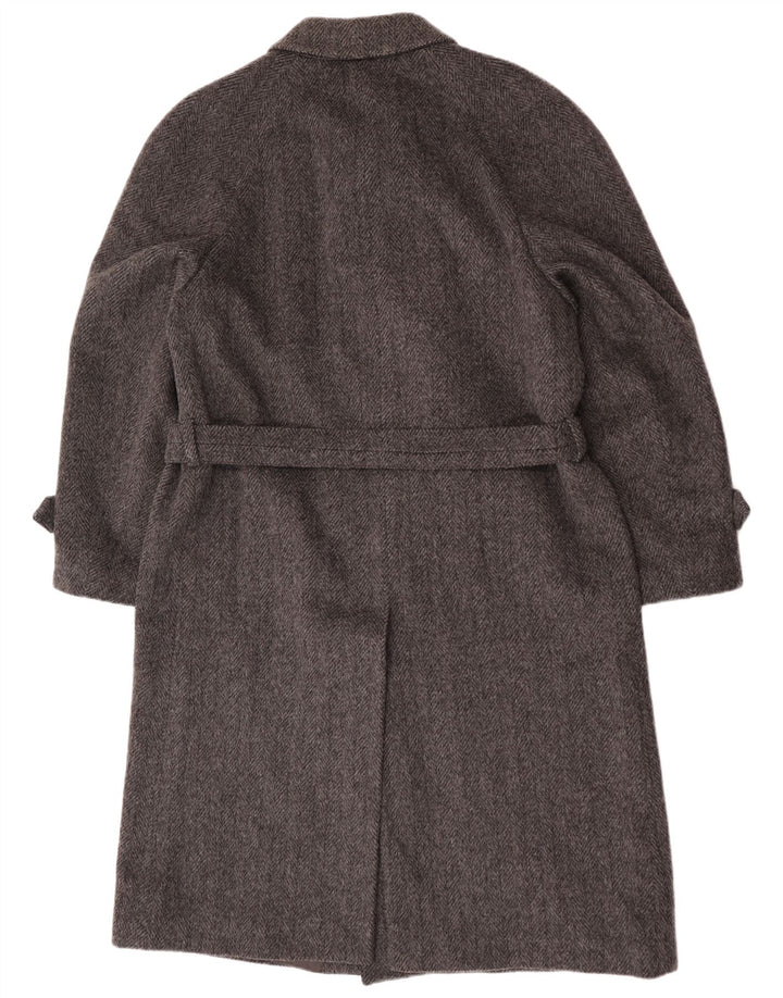 Винтажное мужское пальто EU 54 2XL серое с узором «елочка»