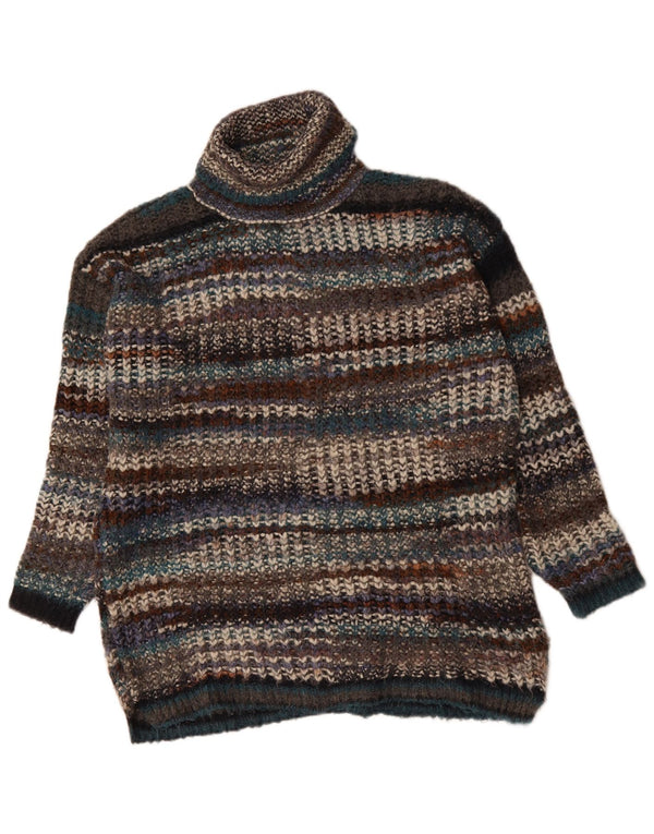 Женский джемпер с высоким воротником ZARA UK 14, средний, разноцветный в полоску