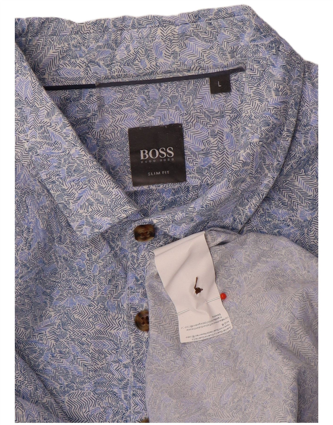 Мужская приталенная рубашка Hugo Boss с абстрактным узором, большая синяя хлопковая рубашка