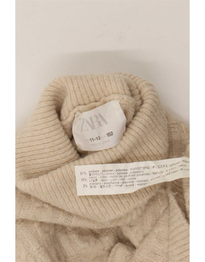 Джемпер с высоким воротником Zara для девочек, 11–12 лет, бежевый, полиэстер