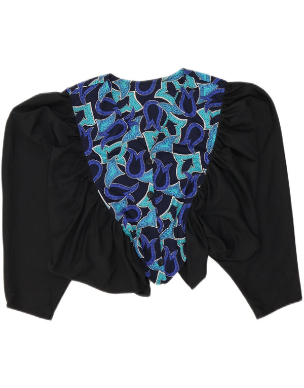 ВИНТАЖНАЯ женская укороченная блузка-рубашка с абстрактным узором, Великобритания 16, большая черная