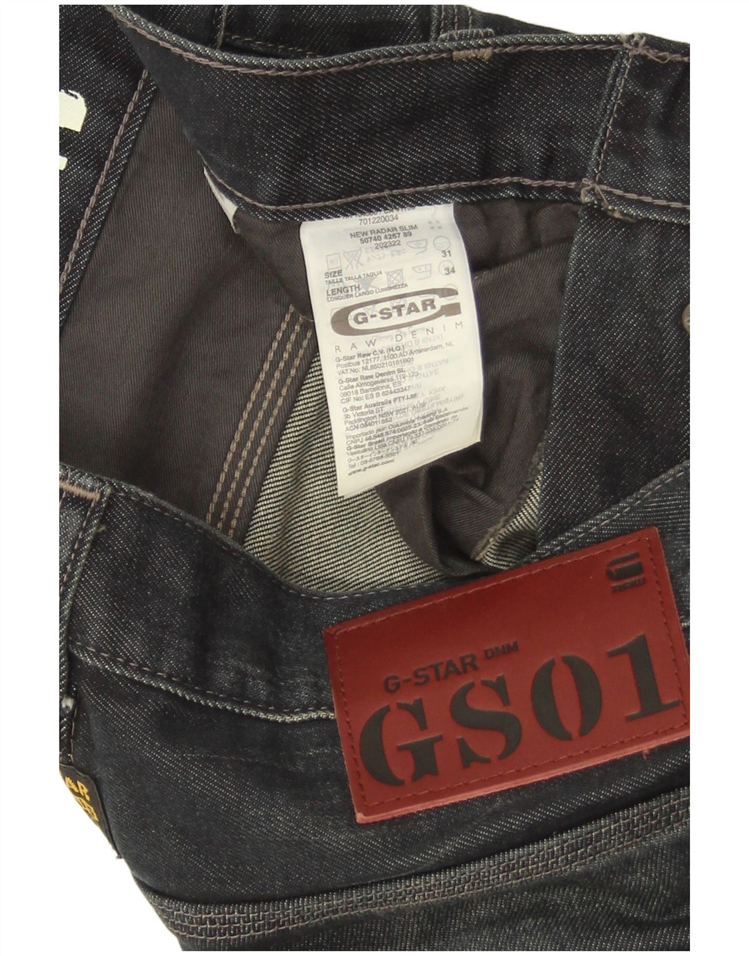 Мужские узкие джинсы G-Star W31 L34 Темно-синий хлопок