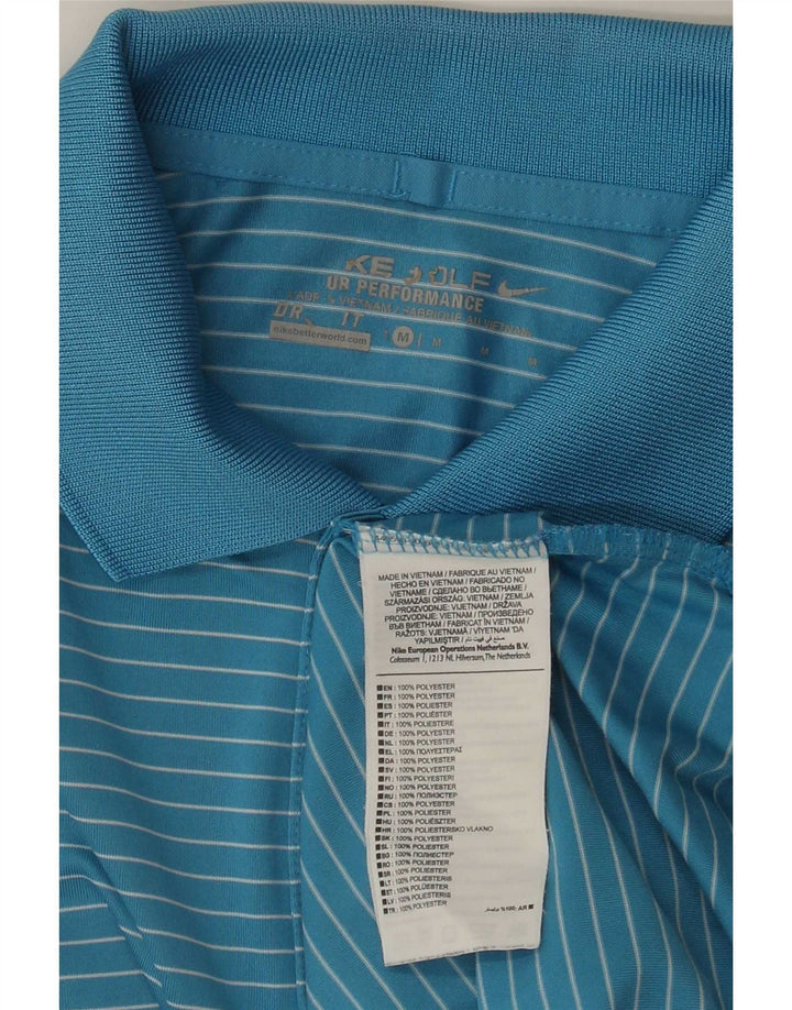 Мужская рубашка-поло Nike Dri Fit, средний синий полиэстер в тонкую полоску