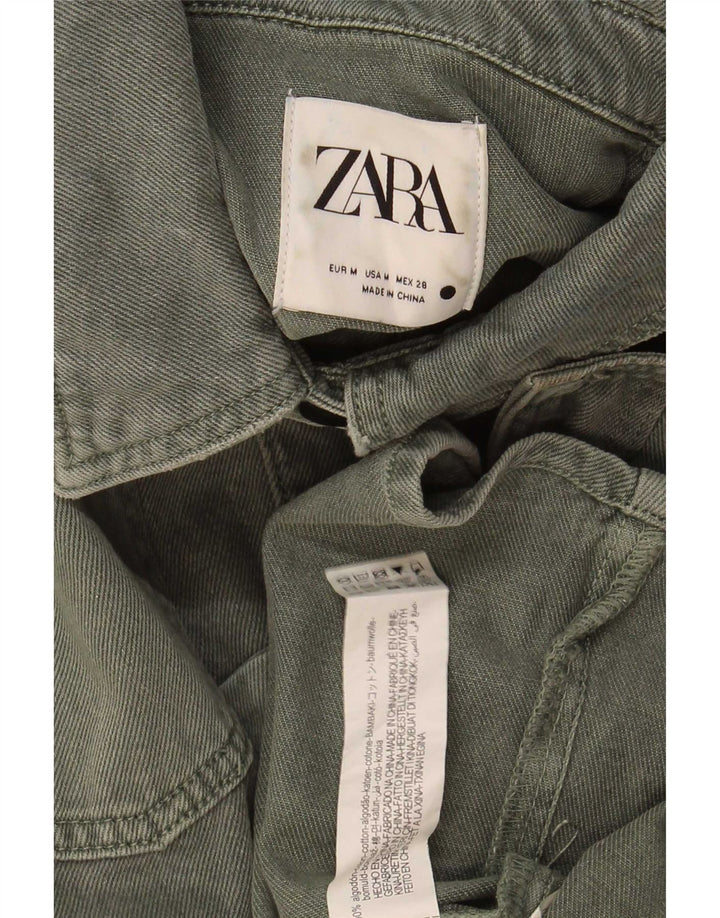 Женская джинсовая куртка Zara UK 14, средний цвет хаки, хлопок