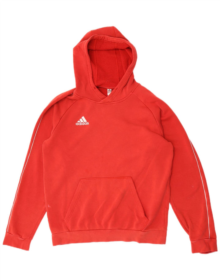 Мужской джемпер с капюшоном Adidas среднего красного цвета, хлопок