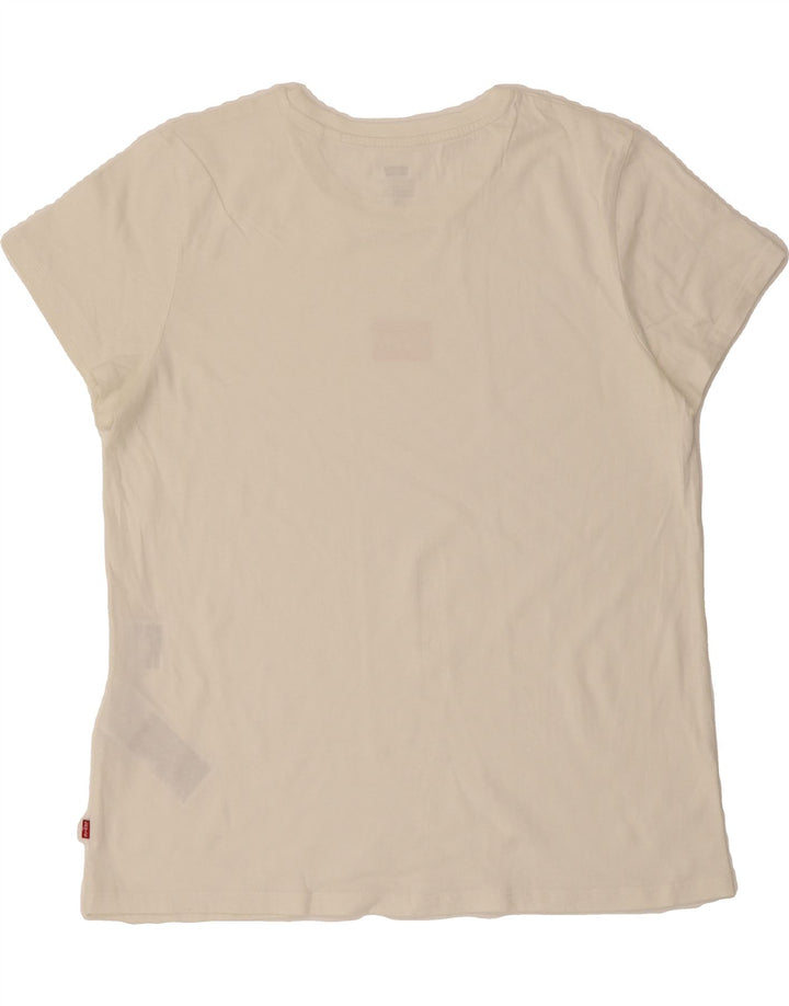 LEVI'S Womens T-Shirt Top UK 16 Large Off White Cotton Vintage Levi's and Second-Hand Levi's from Messina Hembry 