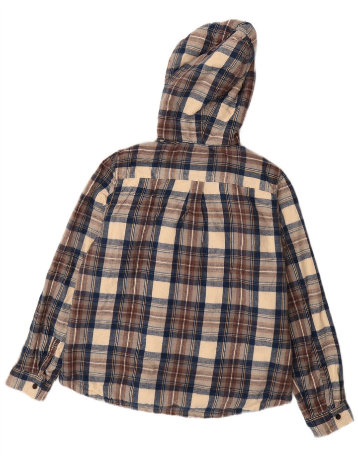 Мужская куртка из шерпы свободного покроя L.L.Bean UK 36, маленькая, темно-синяя, хлопковая в клетку