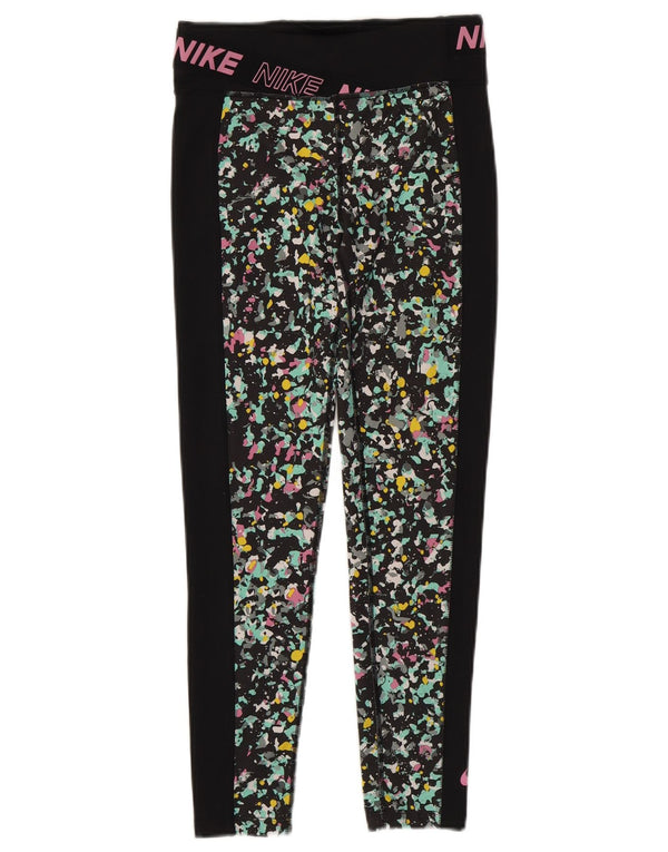 Леггинсы NIKE для девочек Dri Fit с рисунком, 12–13 лет, большие, черные в пятнах