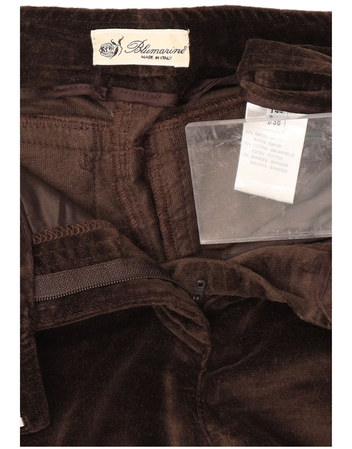 BLUMARINE Женские бархатные повседневные брюки узкого кроя IT 44 Medium W32 L30 Коричневые