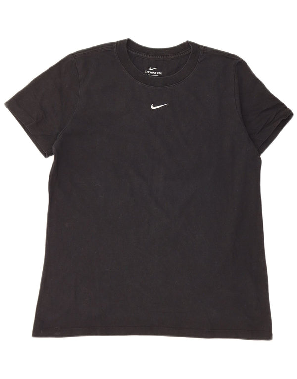 NIKE Womens T-Shirt Top UK 14 Medium Black Cotton
