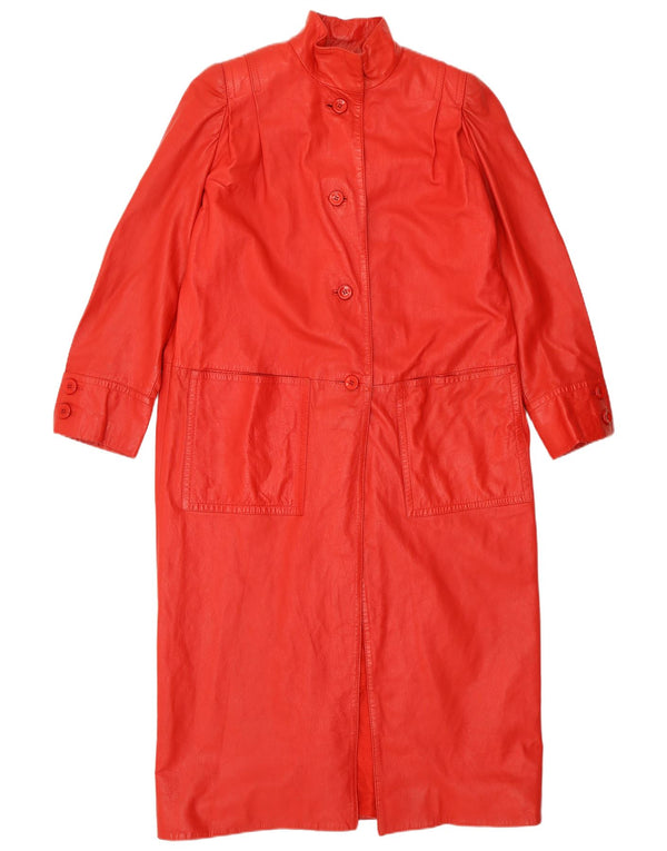 ВИНТАЖНОЕ Женское кожаное пальто UK 16, большое красное