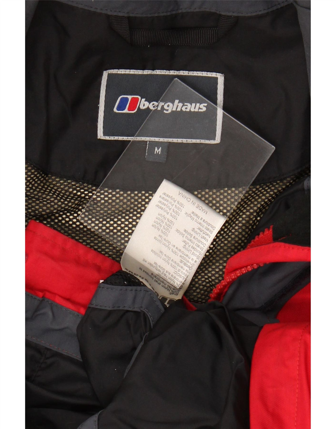 Мужская дождевик Berghaus с капюшоном UK 38, средний красный, нейлон с цветными блоками