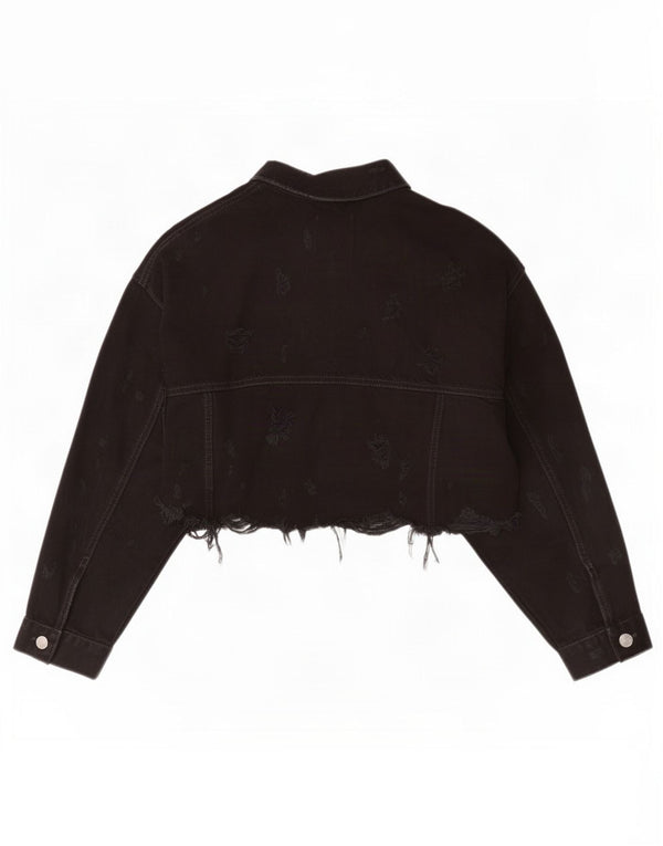 Женская укороченная джинсовая куртка Zara UK 12, средний черный