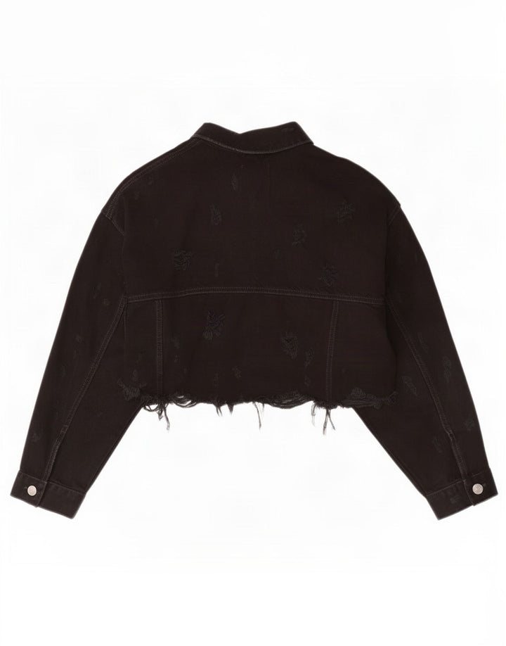 Женская укороченная джинсовая куртка Zara UK 12, средний черный