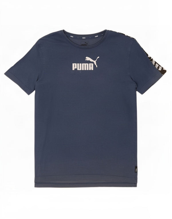 Мужская футболка с рисунком Puma, темно-синий, хлопковый топ среднего размера