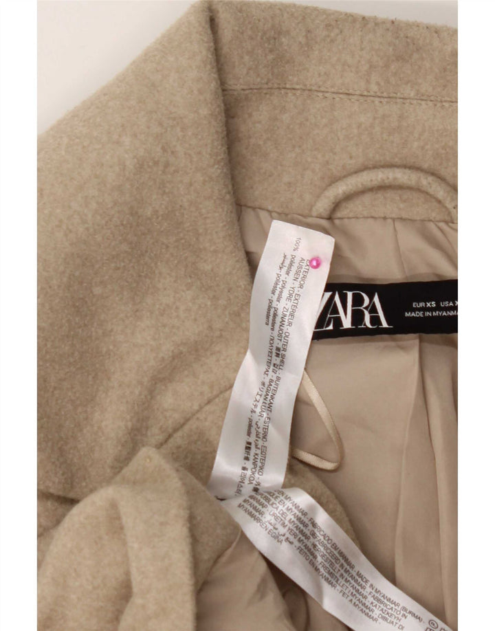 Женское пальто Zara UK 6 XS бежевое из полиэстера
