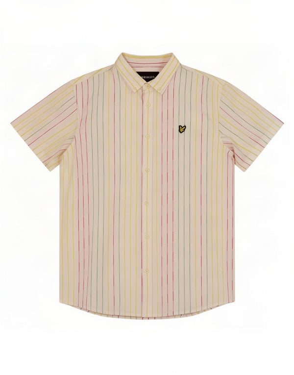 Мужская рубашка с коротким рукавом Lyle & Scott, большая белая хлопковая полоска