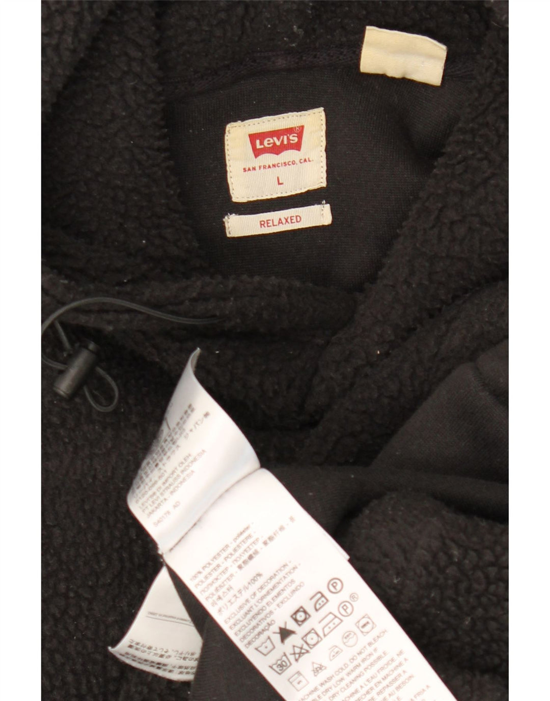 Мужской свободный флисовый джемпер с капюшоном LEVI'S, большой черный полиэстер
