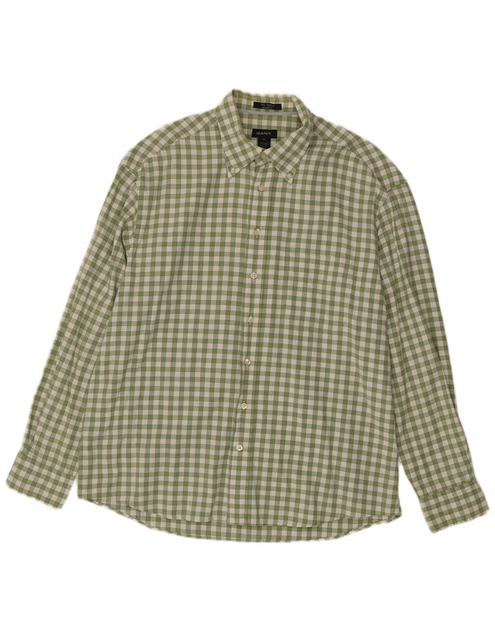 Мужская рубашка стандартного кроя Gant XL, зеленая хлопковая клетка в мелкую клетку