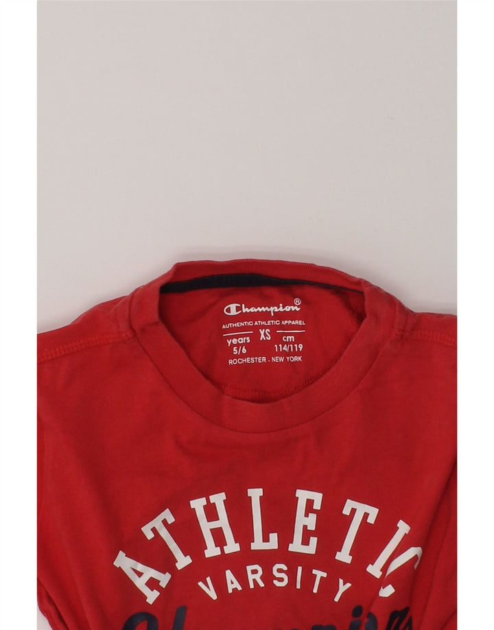 CHAMPION Boys Graphic T-Shirt Top 5-6 Years XS  Red Cotton | Vintage Champion | Thrift | Second-Hand Champion | Used Clothing | Messina Hembry 