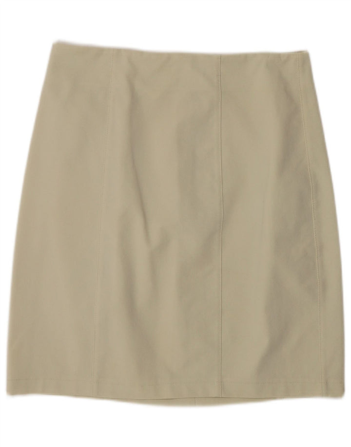 Винтажная женская мини-юбка, большая W30, бежевый полиамид