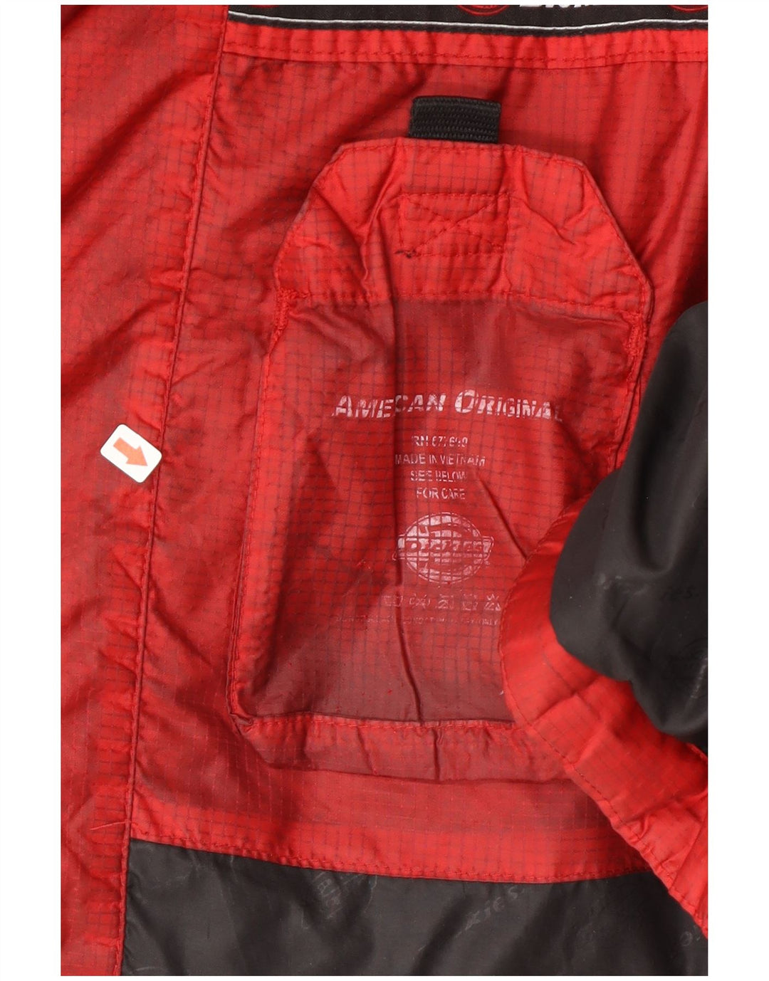 Мужская утепленная куртка Dickies с капюшоном UK 38, средний красный нейлон с цветными блоками