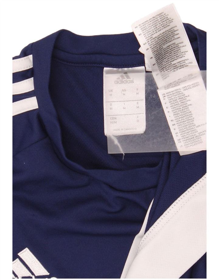 Мужская футболка Adidas Climalite, верх среднего цвета, темно-синий, полиэстер с цветными блоками
