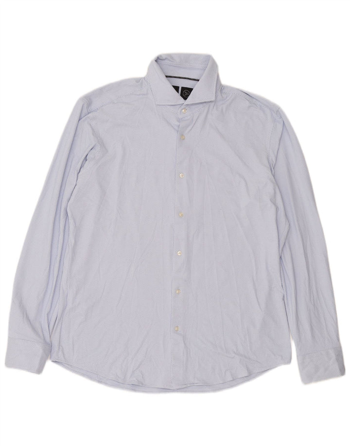 Мужская рубашка стандартного кроя HUGO BOSS, большой синий пятнистый полиэстер